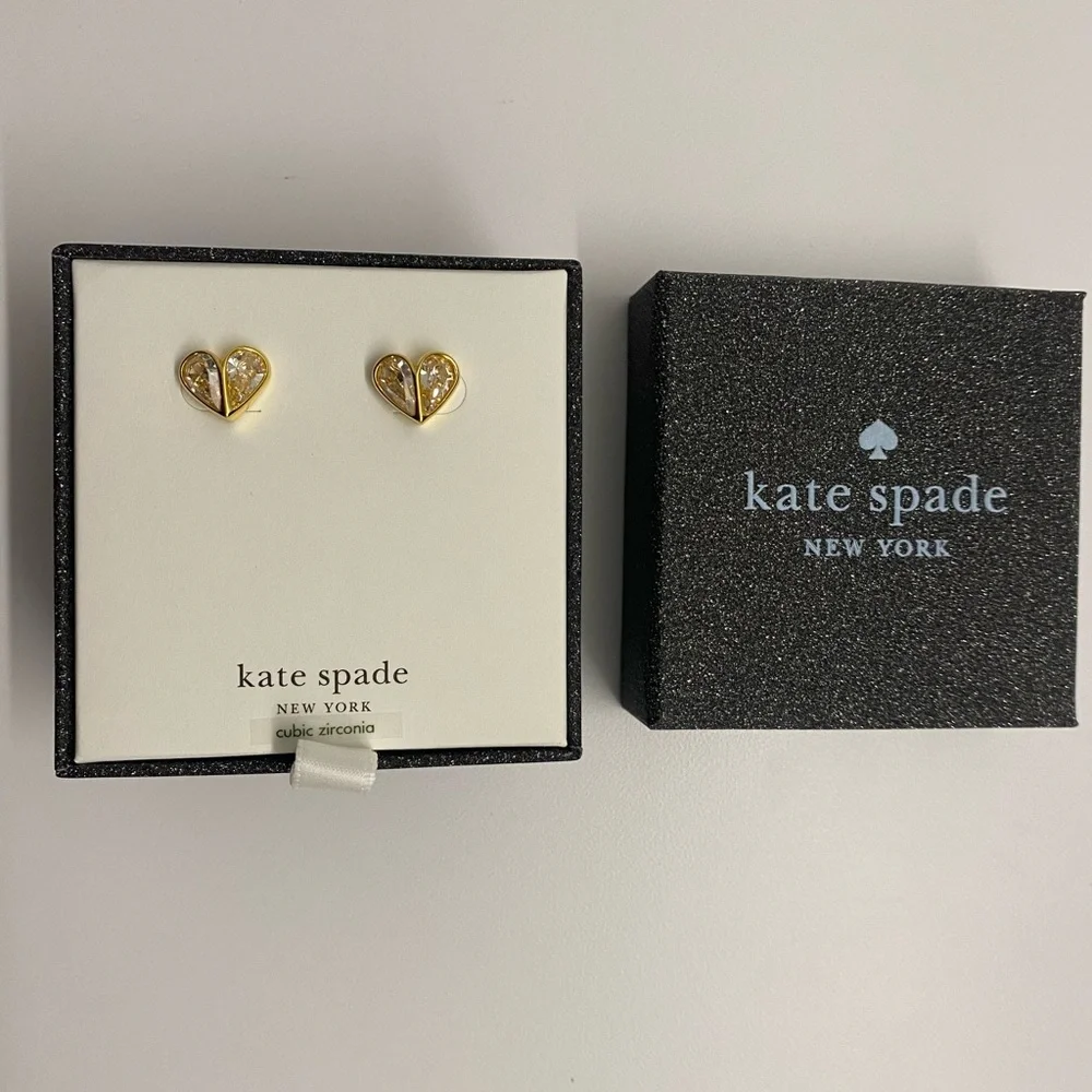 ♠️ kate spade ♠️ Rock Solid Crystal Heart Stud Earrings